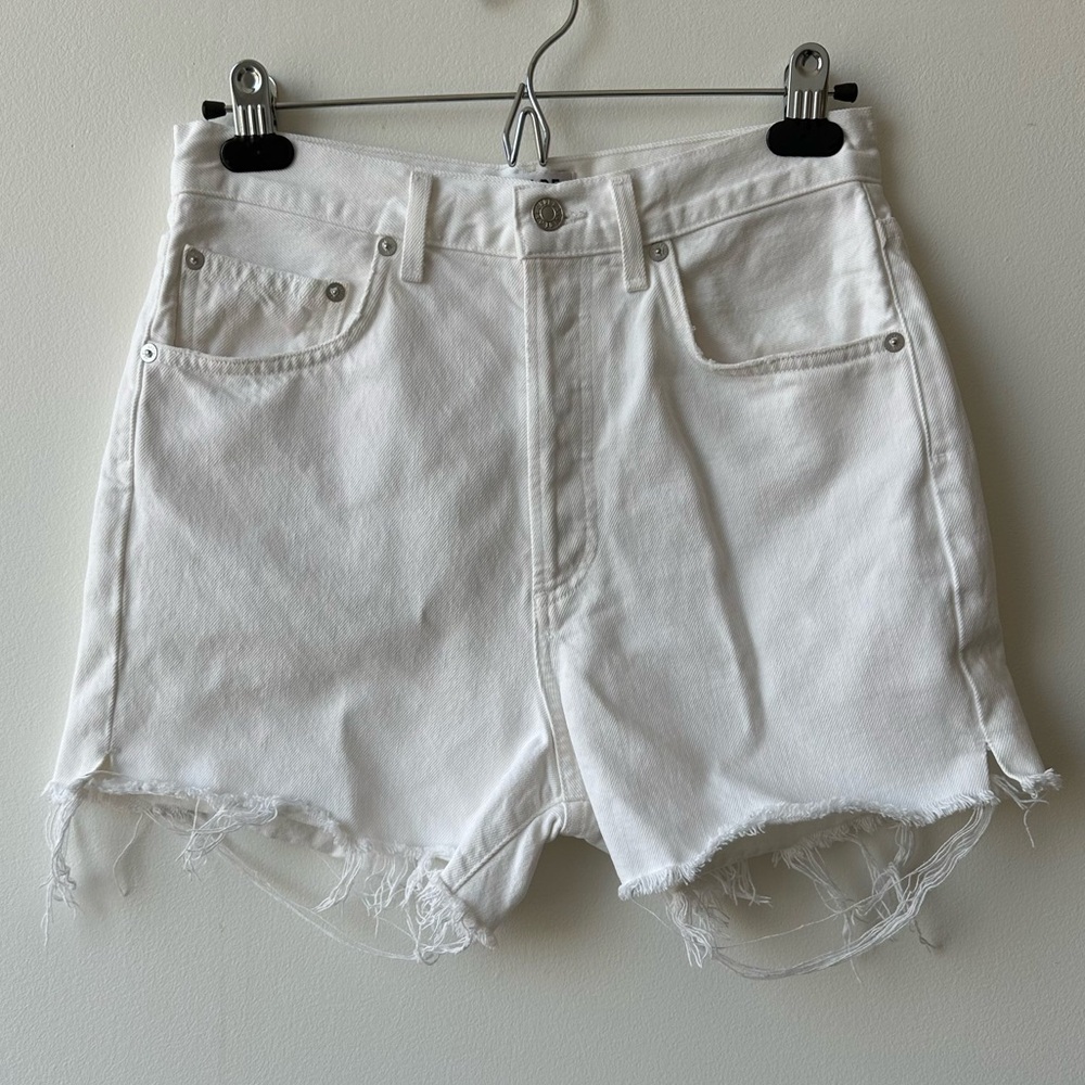 Agolde White Denim Cut Off Shorts, Size 28